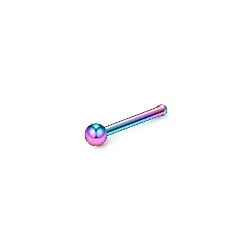 Steel Nose Stud Multi-Color Ball – 1.5mm or 2mm Nostril Piercing Unisex