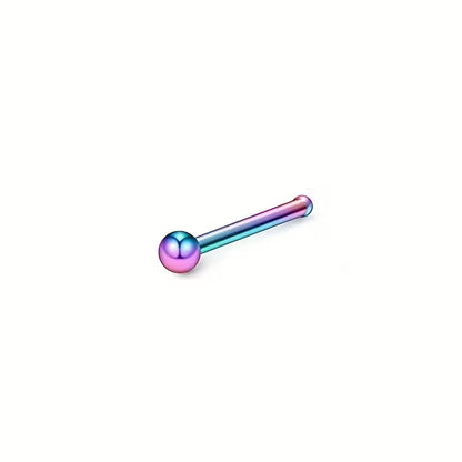 Steel Nose Stud Multi-Color Ball – 1.5mm or 2mm Nostril Piercing Unisex