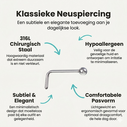 Stalen Neuspiercing Zilverkleurig Bolletje – 2mm L-staafje