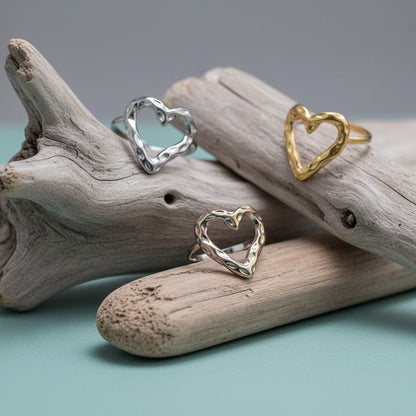 Brede Damesring Verstelbaar – Groot Open Hartje – One Size - Aramat Jewels - Ringen - cadeautip