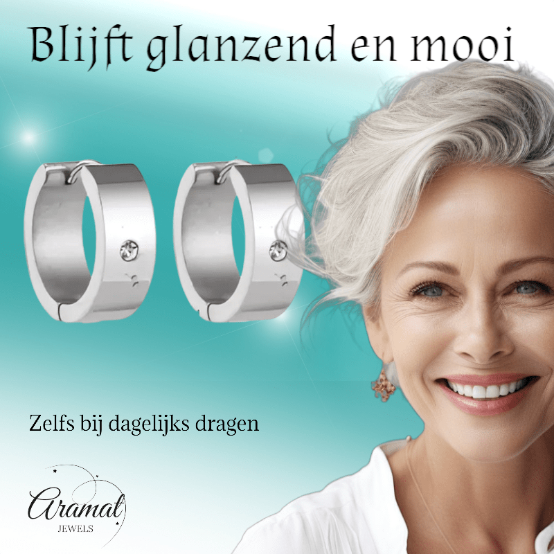 Brede Huggie Oorringen 20x7mm Zilverkleur - Aramat Jewels - Oorringen - cadeautip