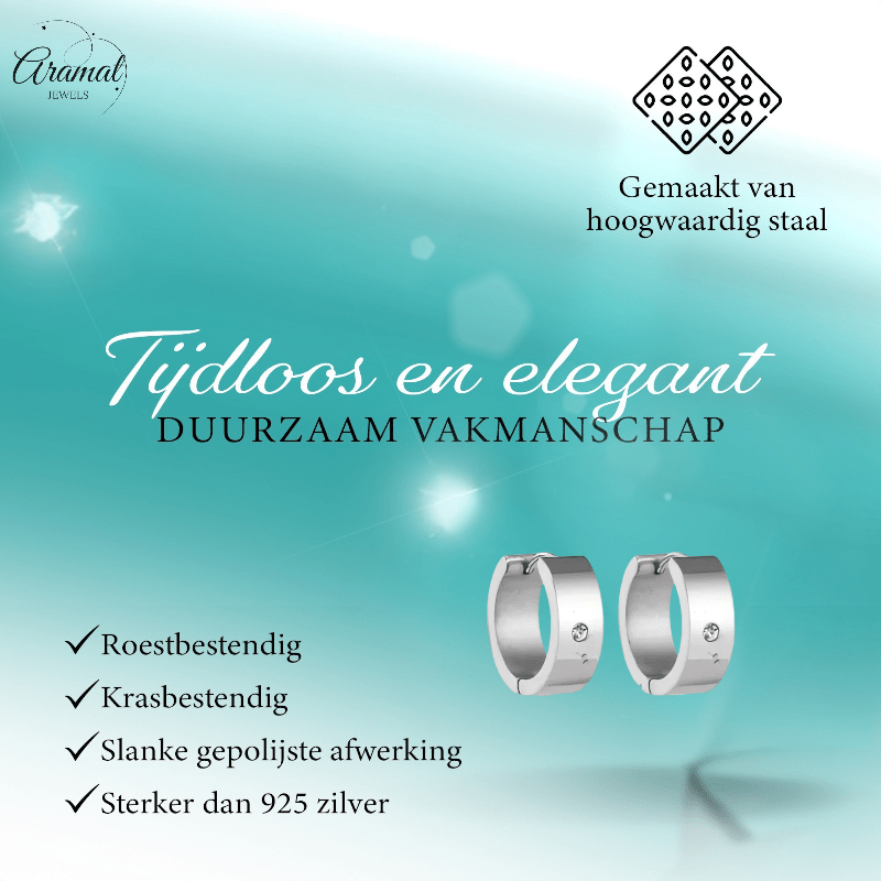 Brede Huggie Oorringen 20x7mm Zilverkleur - Aramat Jewels - Oorringen - cadeautip