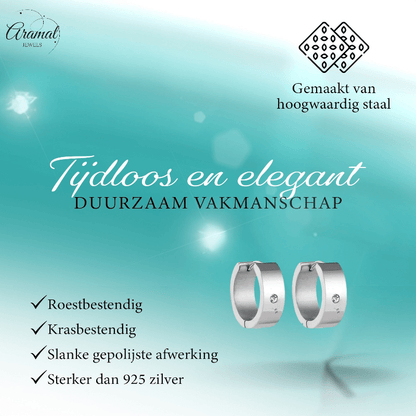 Brede Huggie Oorringen 20x7mm Zilverkleur - Aramat Jewels - Oorringen - cadeautip