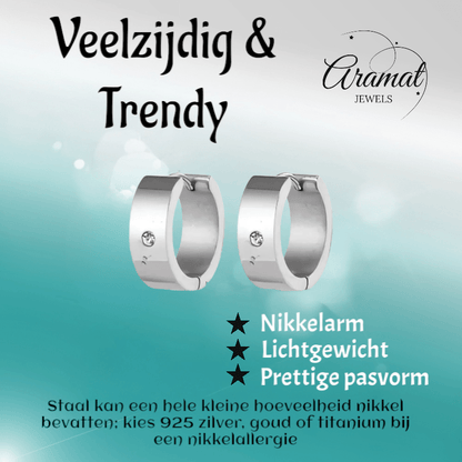 Brede Huggie Oorringen 20x7mm Zilverkleur - Aramat Jewels - Oorringen - cadeautip
