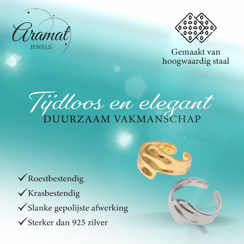 Brede Moderne One Size Ring RVS (14 mm) - Aramat Jewels - Ringen - cadeautip