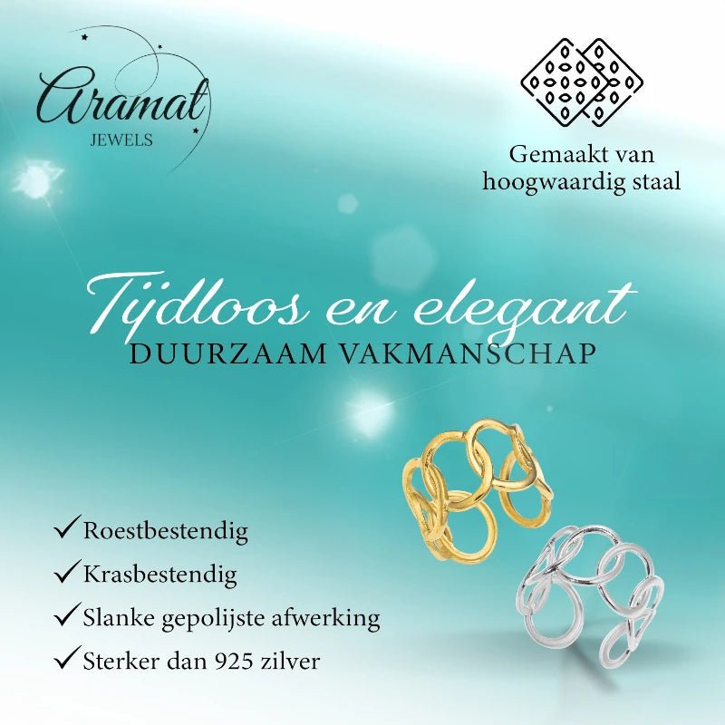 Brede One Size Ring RVS met Ovale Schakels (13 mm) - Aramat Jewels - Ringen - cadeautip