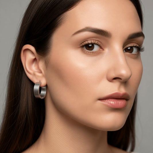 Brede RVS Oorringen Glad Glanzend Zilverkleur 20mm - Aramat Jewels - Oorringen - cadeautip