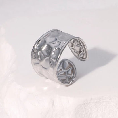 Brede Verstelbare Damesring met Geometrisch Design - 15mm RVS - Aramat Jewels - Ringen - cadeautip