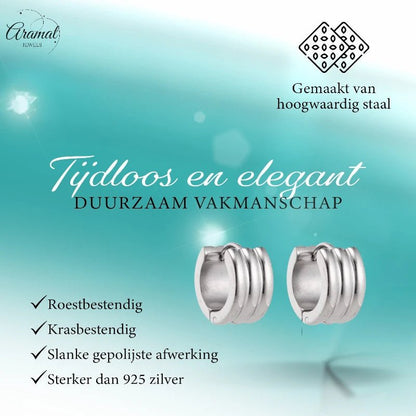 Brede Zilverkleurige Stalen Oorringen 13x7mm - oor5823 - se20001 - Oorringen kopen# - 13mm - 7mm - alles