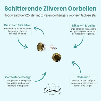 Bruine Kristal Oorbellen zilver - Aramat Jewels - Oorbellen - cadeautip