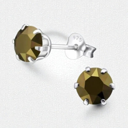Bruine Kristal Oorbellen zilver - Aramat Jewels - Oorbellen - cadeautip