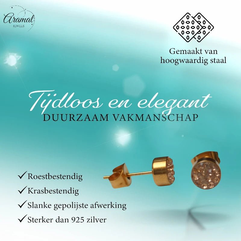 Champagne kristallen oorstekers 6 mm – goudkleurig - oor880 - Oorbellen kopen# - 6mm - alles - cadeau