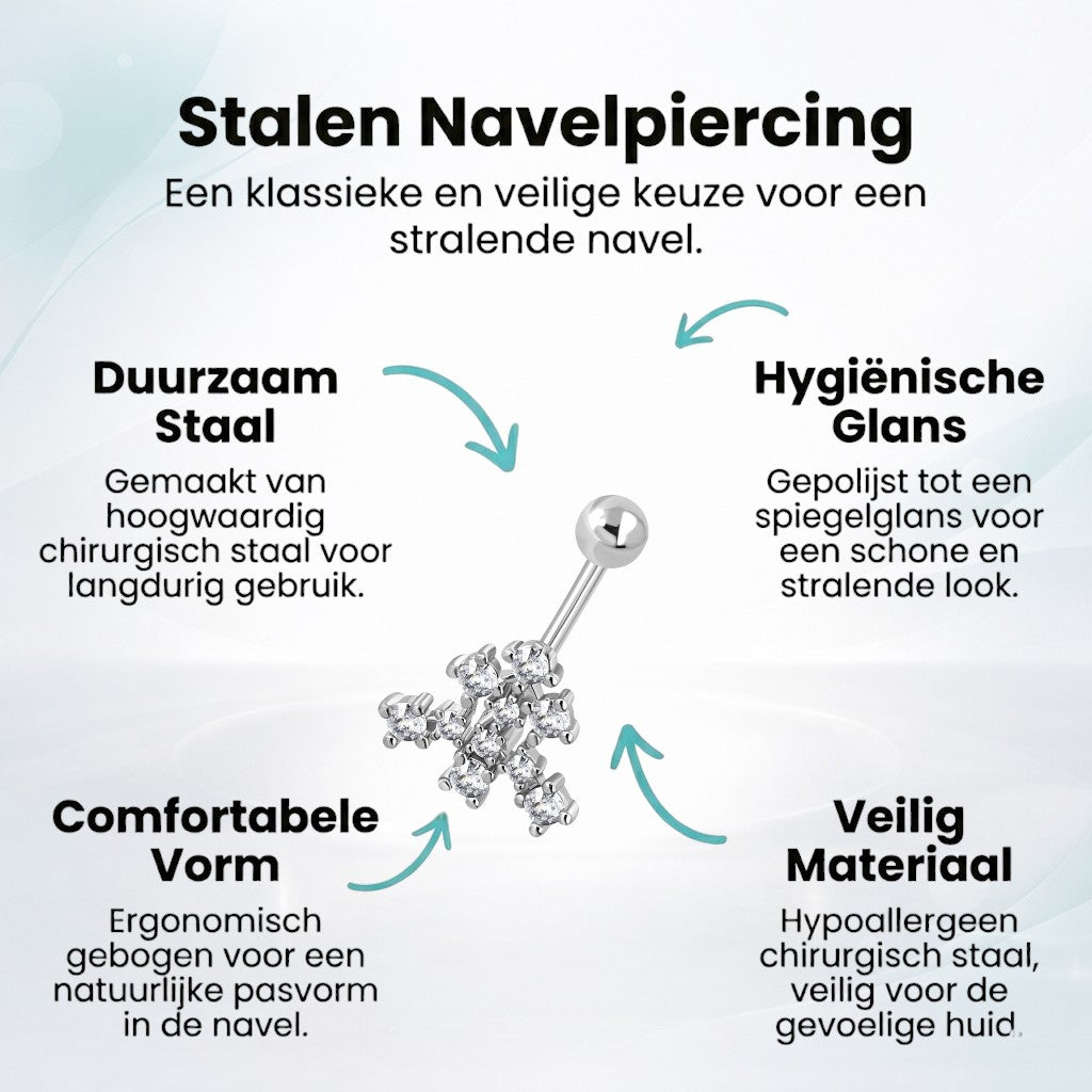 Piercing nombril en acier chirurgical avec zircone