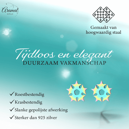 Cirkel van sterren oorstekers multikleur – 9mm - Aramat Jewels - Oorbellen - cadeautip