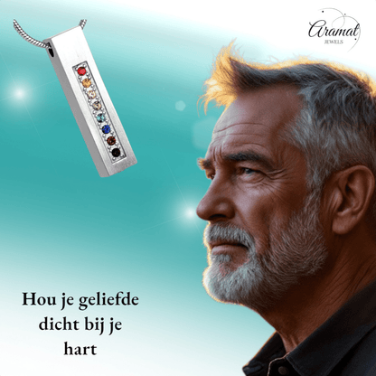 Crematiehanger buis multi - zirkonia – zilverkleur – 34mm - Aramat Jewels - Gedenkhangers - cadeautip