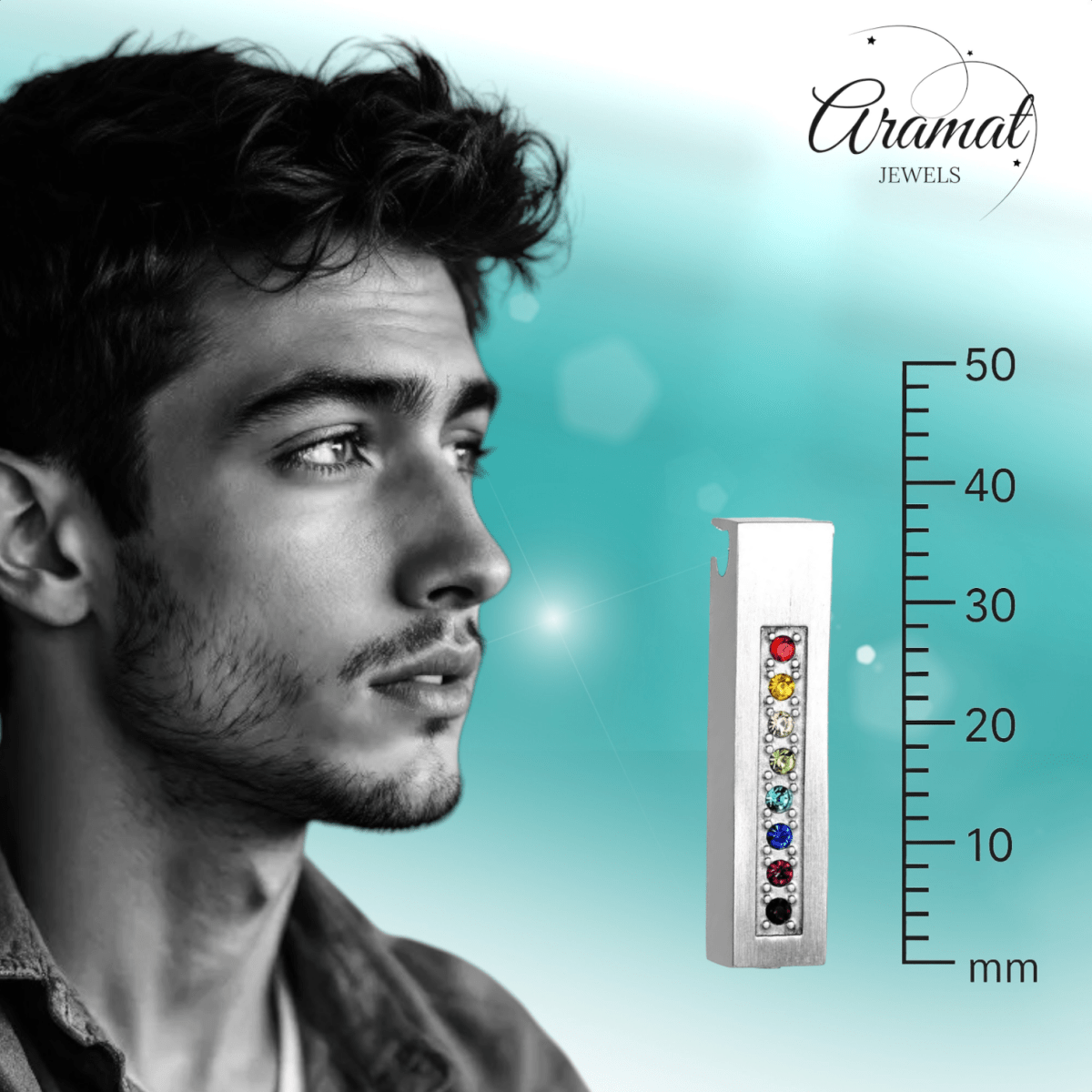 Crematiehanger buis multi - zirkonia – zilverkleur – 34mm - Aramat Jewels - Gedenkhangers - cadeautip