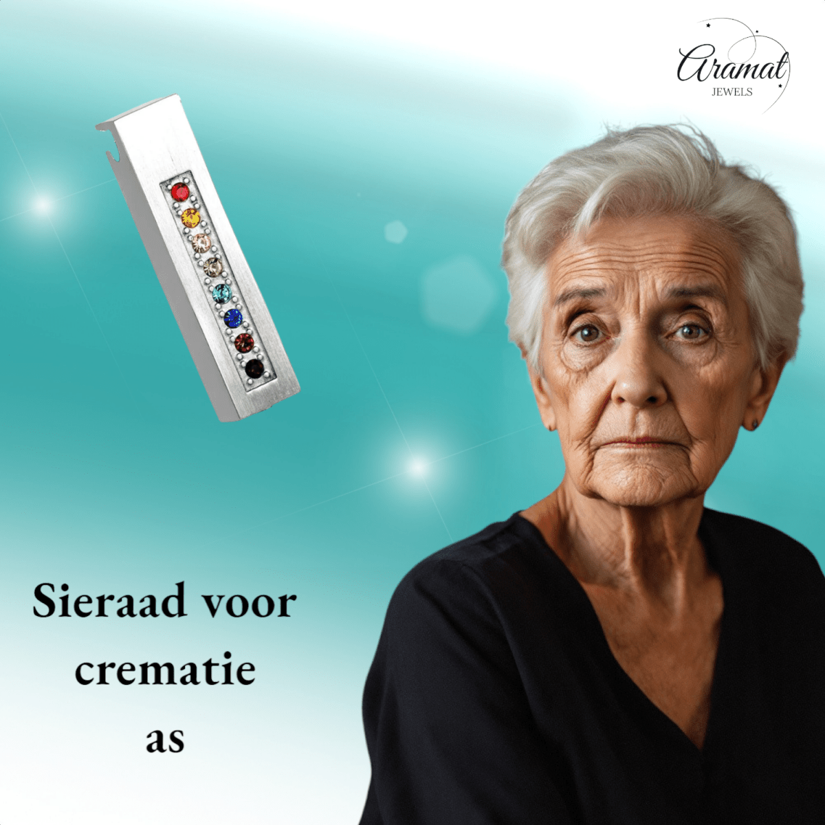 Crematiehanger buis multi - zirkonia – zilverkleur – 34mm - Aramat Jewels - Gedenkhangers - cadeautip