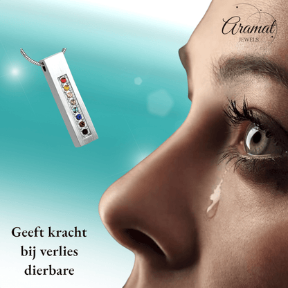 Crematiehanger buis multi - zirkonia – zilverkleur – 34mm - Aramat Jewels - Gedenkhangers - cadeautip