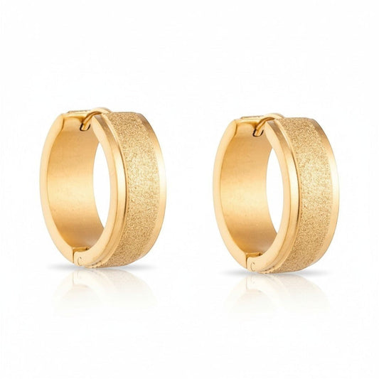 Creolen – RVS Goudkleur met Sandblasted Textuur (13mm of 20mm) - Aramat Jewels - Oorringen - cadeautip