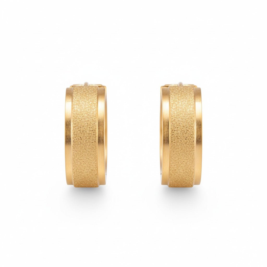 Creolen – RVS Goudkleur met Sandblasted Textuur (13mm of 20mm) - Aramat Jewels - Oorringen - cadeautip