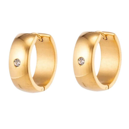 Creolen – RVS Goudkleur met Zirkonia (13mm of 20mm) - Aramat Jewels - Oorringen - cadeautip