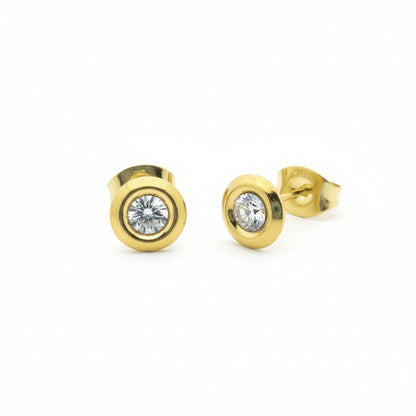 Dames oorbellen rond met kristal - RVS - Aramat Jewels - Oorbellen - cadeautip