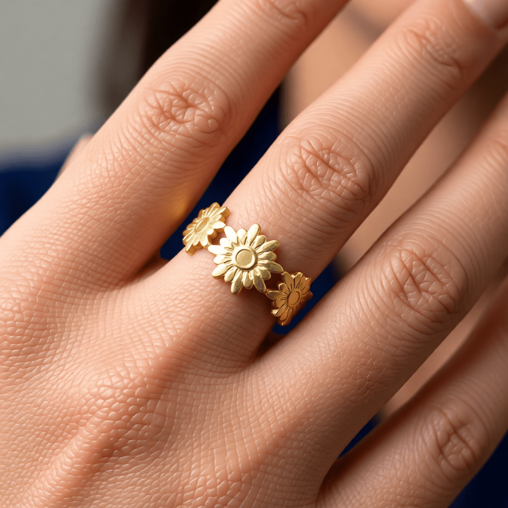 Damesring Verstelbaar – Bloemetjes Schakels – One Size - Aramat Jewels - Ringen - cadeautip