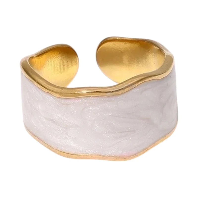 Damesring Verstelbaar – Open Ring met Witte Parelmoer Inlay – One Size - Aramat Jewels - Ringen - cadeautip