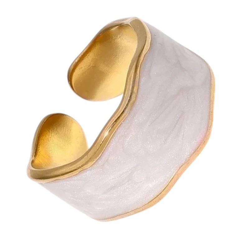 Damesring Verstelbaar – Open Ring met Witte Parelmoer Inlay – One Size - Aramat Jewels - Ringen - cadeautip