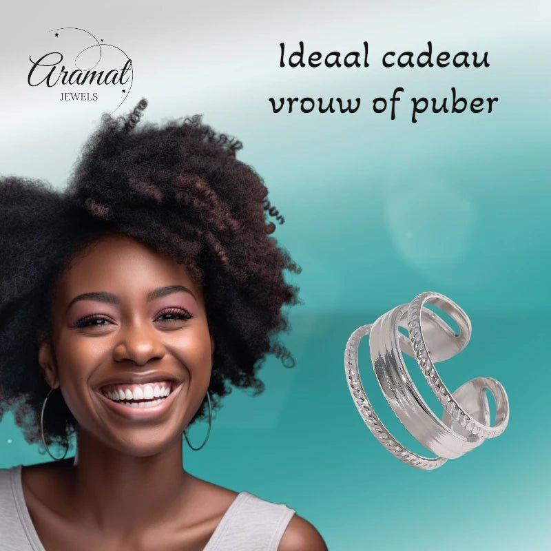 Damesring Verstelbaar - Open Ring Mode Streep - One Size - Ringen kopen