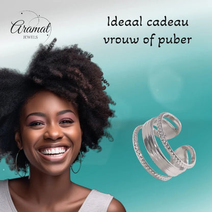 Damesring Verstelbaar - Open Ring Mode Streep - One Size - Ringen kopen