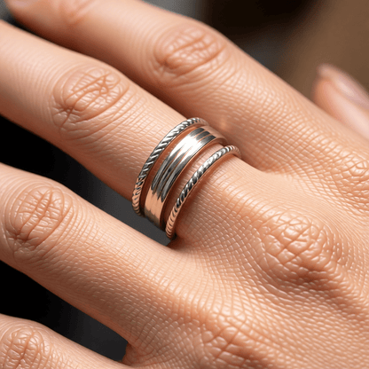 Damesring Verstelbaar - Open Ring Mode Streep - One Size - Aramat Jewels - Ringen - cadeautip