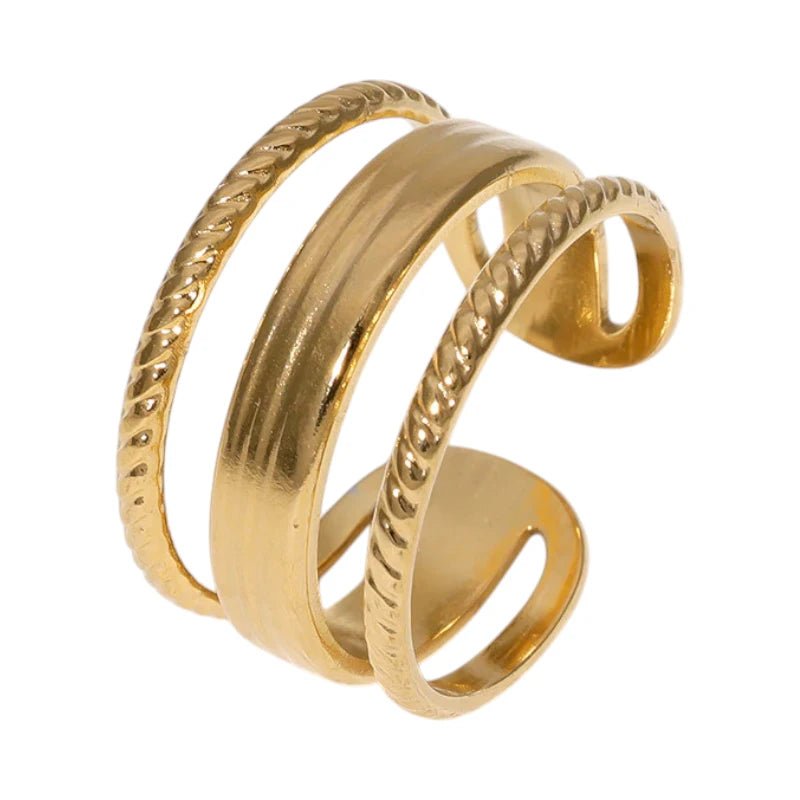 Damesring Verstelbaar - Open Ring Mode Streep - One Size - ring332 - 161389 - Ringen kopen# - Goudkleur - alles - boze oog