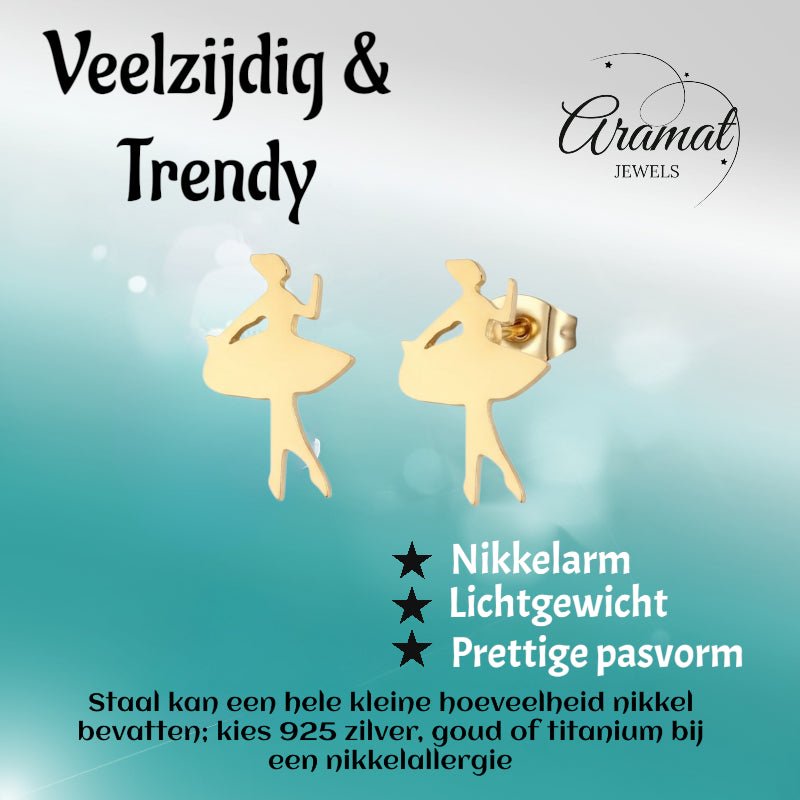 Danseres Oorbellen – Goudkleurig Staal 10x6mm - Aramat Jewels - Oorbellen - cadeautip