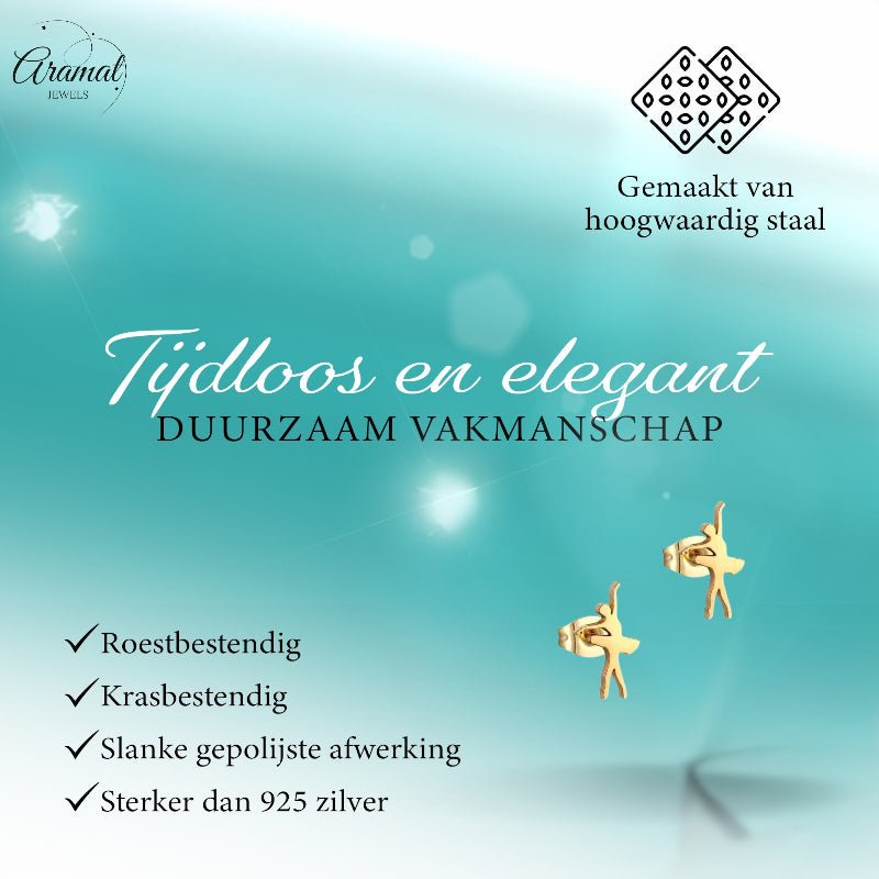Danseres Oorbellen – Goudkleurig Staal 11x6mm - Aramat Jewels - Oorbellen - cadeautip