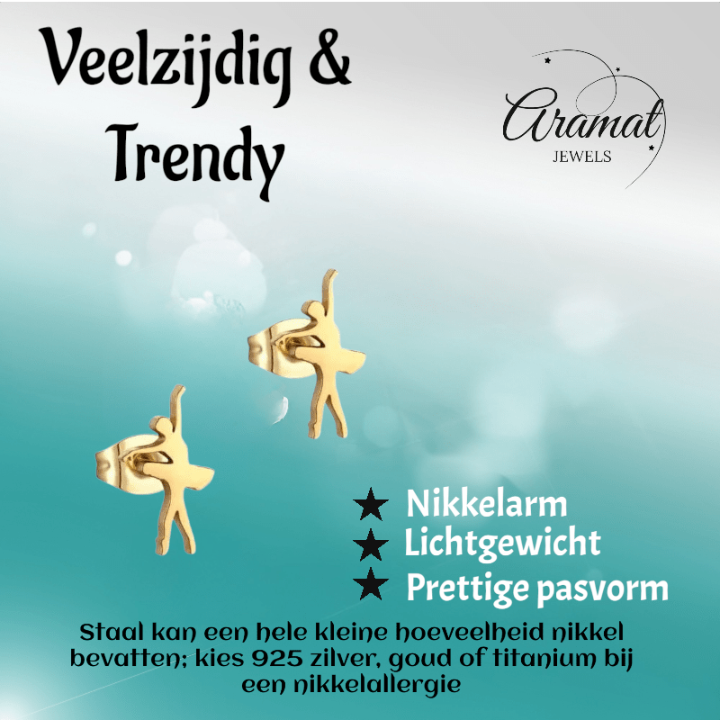 Danseres Oorbellen – Goudkleurig Staal 11x6mm - Aramat Jewels - Oorbellen - cadeautip