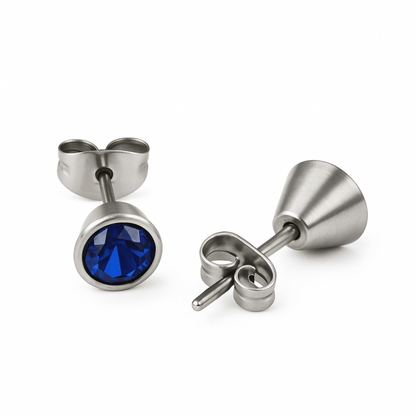 Donkerblauwe conevormige kristal oorbellen – 7 mm - oor2163 - XE10832 - 7 - Oorbellen kopen# - 7mm - alles - blauw