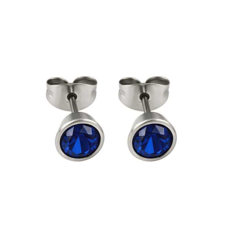 Donkerblauwe conevormige kristal oorbellen – 7 mm - oor2163 - XE10832 - 7 - Oorbellen kopen# - 7mm - alles - blauw