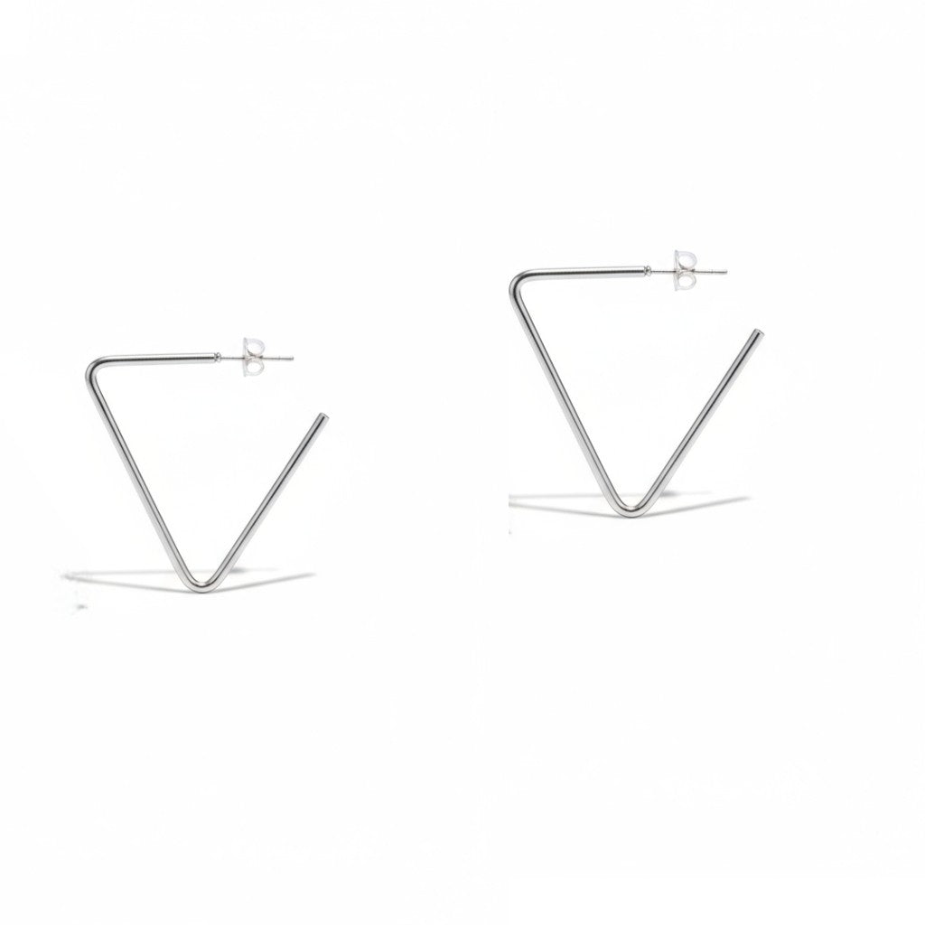 Steel Triangle Hoop Earrings - Women