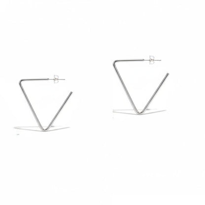 Steel Triangle Hoop Earrings - Women