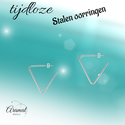 Steel Triangle Hoop Earrings - Women
