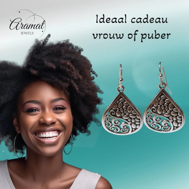 Druppel Oorhangers Antiek - oor6064 - Oorhangers kopen# - 35mm - alles - bali