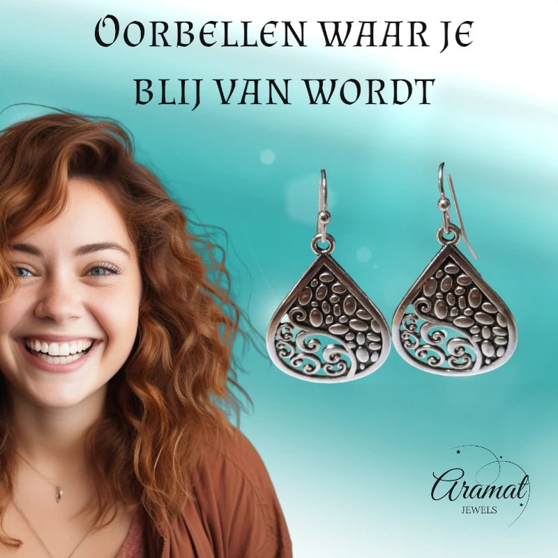 Druppel Oorhangers Antiek - oor6064 - Oorhangers kopen# - 35mm - alles - bali
