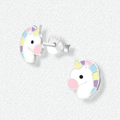 Echt Zilveren Unicorn Oorbellen - Wit & Pastelkleuren - Aramat Jewels - Oorbellen - cadeautip
