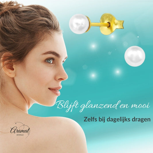 Elegant Zilveren Parel Oorbellen - Aramat Jewels - Oorbellen - cadeautip