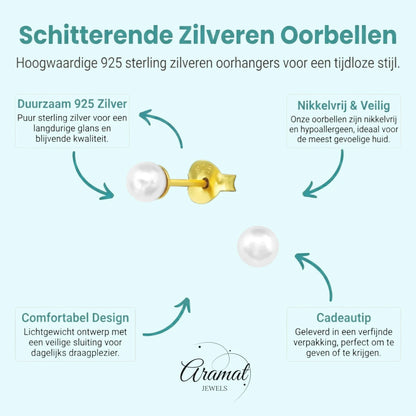 Elegant Zilveren Parel Oorbellen - Aramat Jewels - Oorbellen - cadeautip
