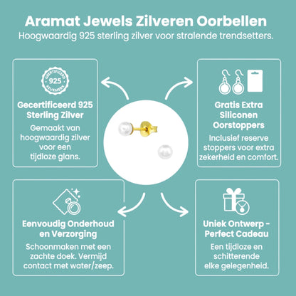 Elegant Zilveren Parel Oorbellen - Aramat Jewels - Oorbellen - cadeautip