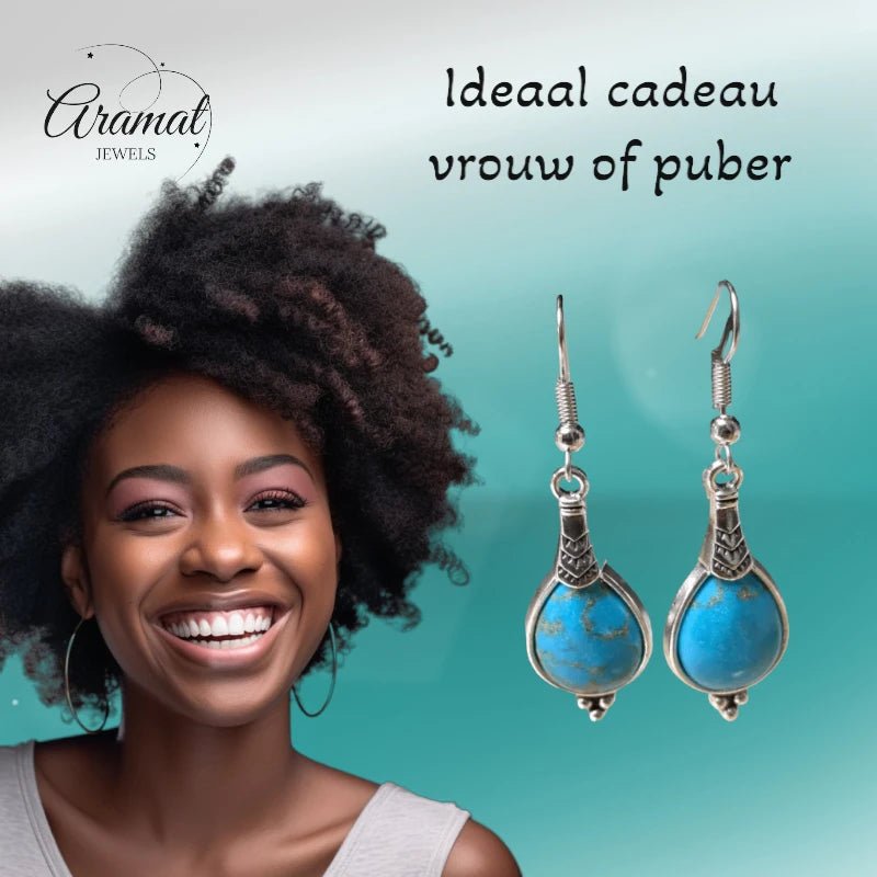 Elegante Druppel Oorhangers Hemelsblauw vrouw - oor6033 - Oorhangers kopen# - 50mm - alles - bali