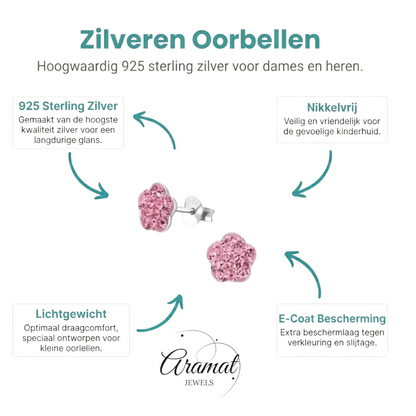 Elegante Zilveren Bloem Oorbellen - Aramat Jewels - Oorbellen - cadeautip