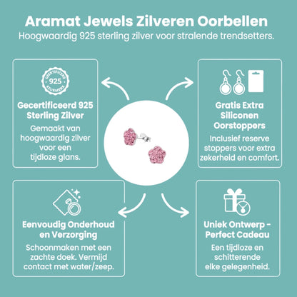 Elegante Zilveren Bloem Oorbellen - Aramat Jewels - Oorbellen - cadeautip